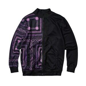 Reason Track Jacket Men’s Medium Black Purple Chain Link Full Zip